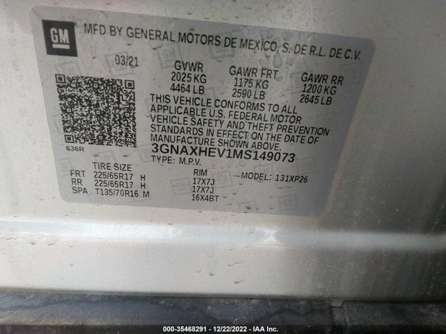 Chevrolet EQUINOX LS 2021 3GNAXHEV1MS149073 Image 9