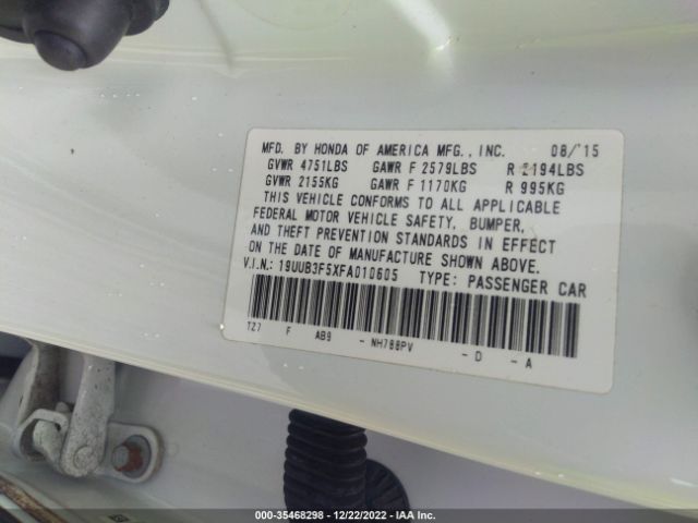 19UUB3F5XFA010605 Acura Tlx V6 Tech