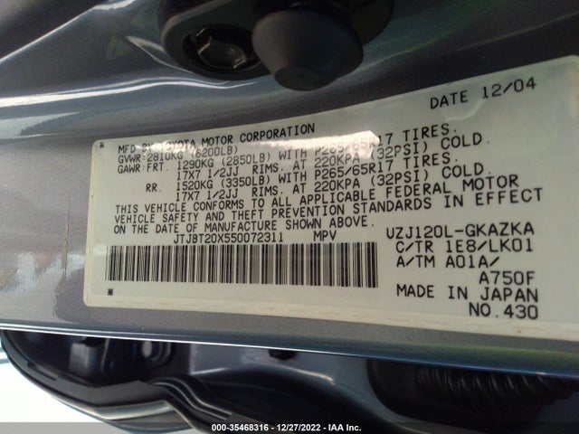 JTJBT20X550072311 Lexus GX 470