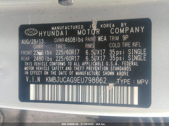 Hyundai TUCSON SE 2014 KM8JUCAG9EU798662 Image 9