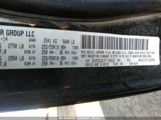 Dodge Journey Limited 2014 3C4PDDDG7ET194523 Image 10