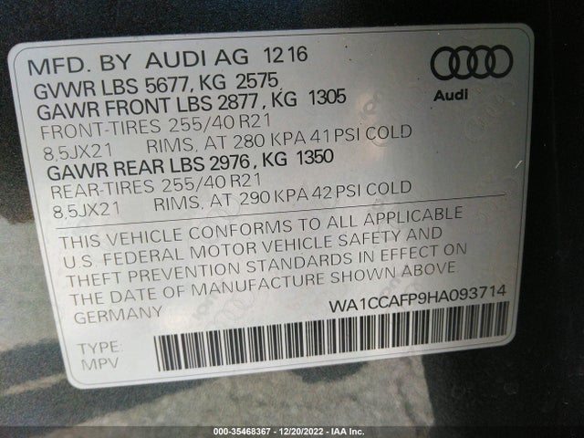 Audi Sq5 Premium Plus 2017 WA1CCAFP9HA093714 Image 9