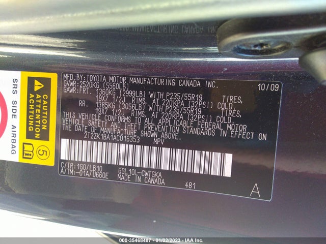Lexus RX 350 2010 2T2ZK1BA1AC016353 Image 9