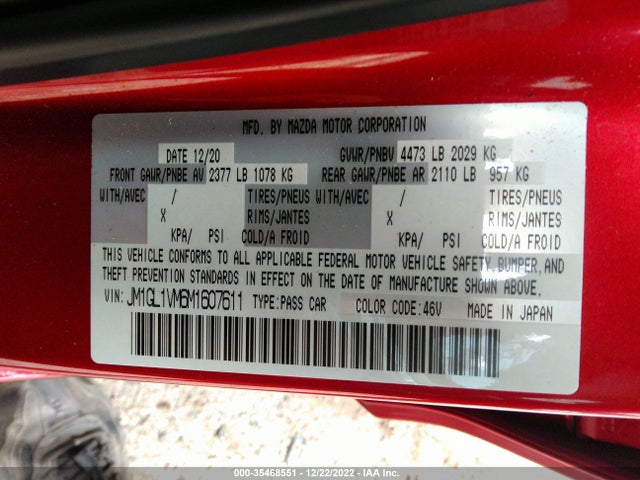 2021 Mazda 6, VIN: JM1GL1VM6M1607611