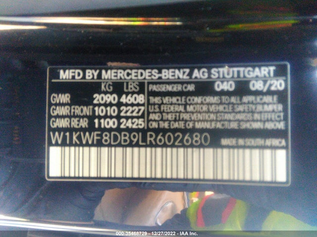 2020 Mercedes-Benz C-Class, VIN: W1KWF8DB9LR602680