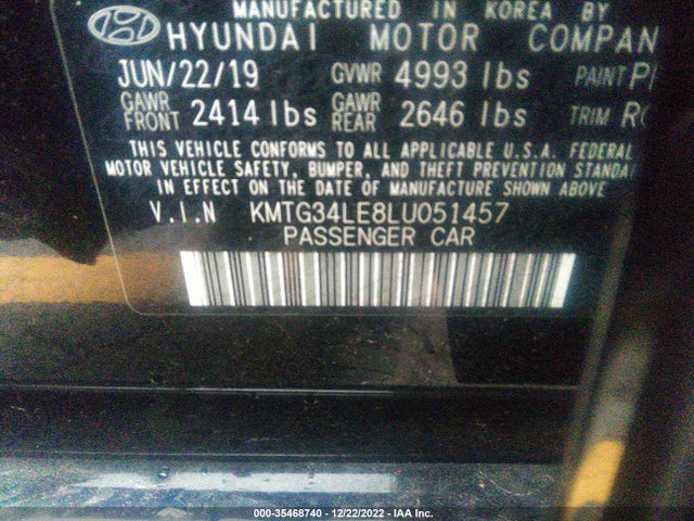2020 Genesis G70, VIN: KMTG34LE8LU051457
