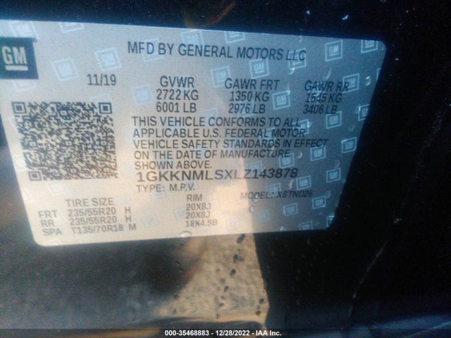 GMC ACADIA SLT 2020 1GKKNMLSXLZ143878 Image 9