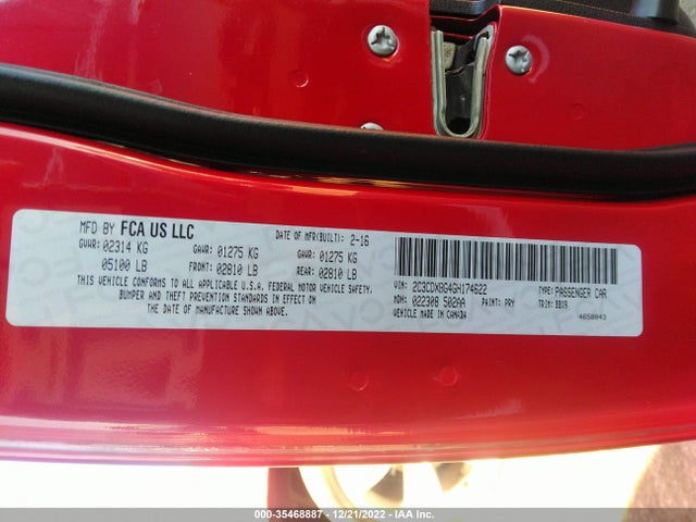 2016 Dodge Charger, VIN: 2C3CDXBG4GH174622