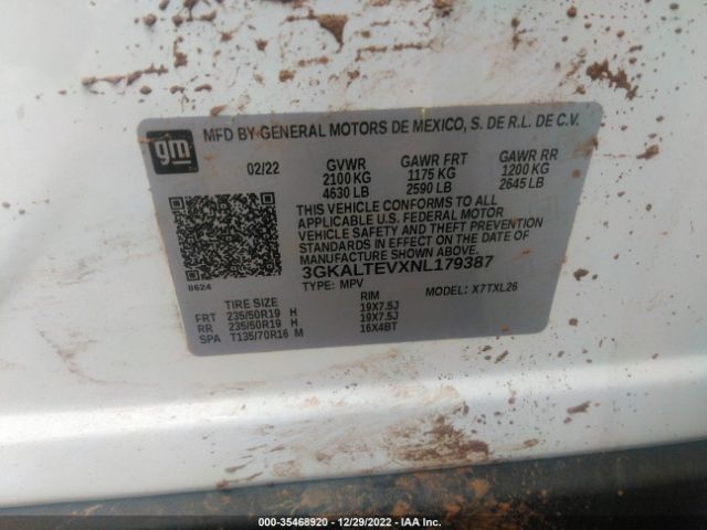 3GKALTEVXNL179387 GMC Terrain Sle