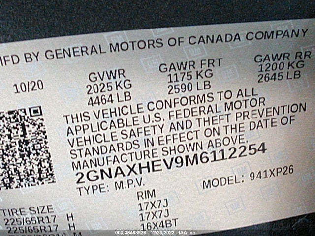 Chevrolet EQUINOX LS 2021 2GNAXHEV9M6112254 Image 9