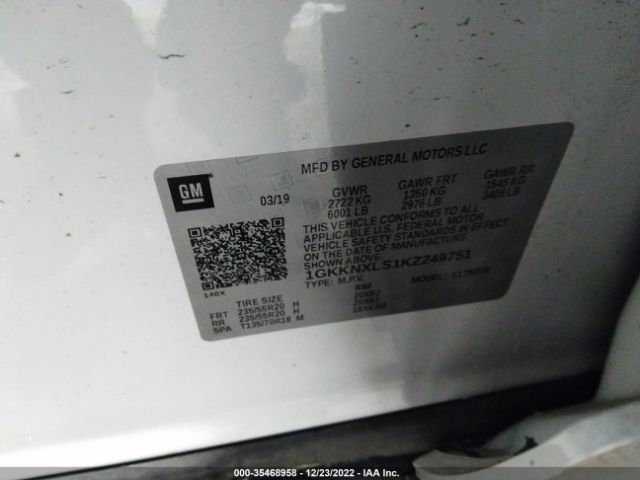 1GKKNXLS1KZ249751 GMC Acadia Denali