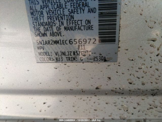 5N1AR2MM1EC656972 Nissan Pathfinder Platinum
