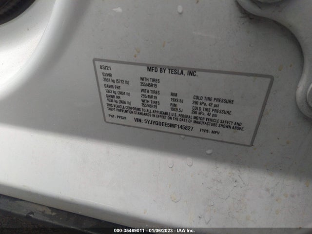 Tesla Model Y Long Range 2021 5YJYGDEE5MF145827 Image 11