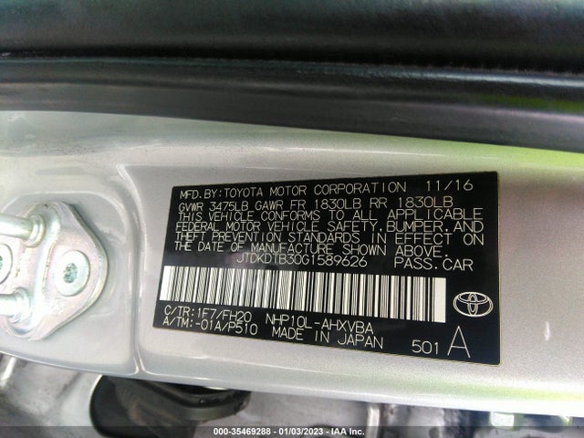 2016 Toyota Prius, VIN: JTDKDTB30G1589626
