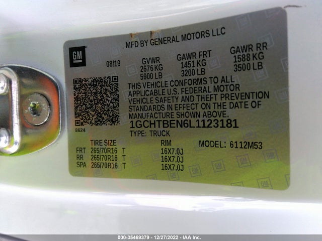2020 Chevrolet Colorado, VIN: 1GCHTBEN6L1123181