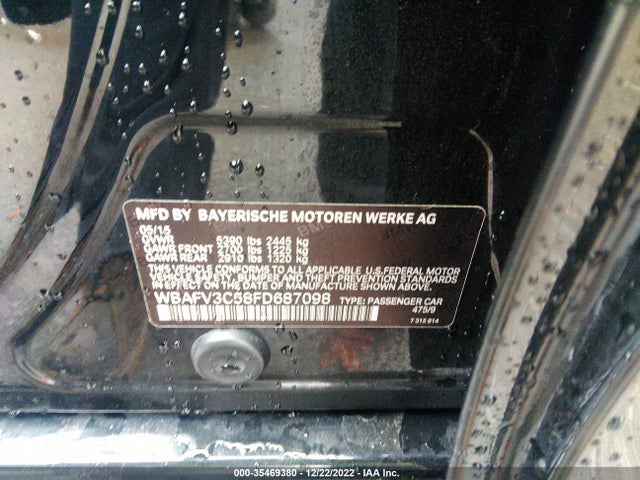 BMW 5 Series 535d Xdrive 2015 WBAFV3C58FD687098 Image 9