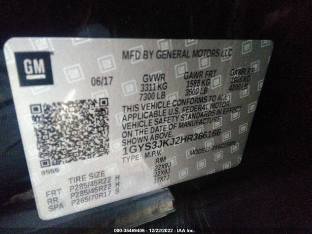 1GYS3JKJ2HR366166 Cadillac Escalade Esv Premium Luxury