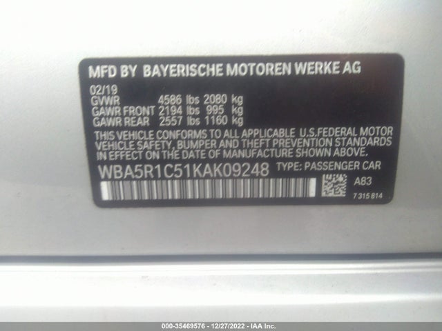 BMW 3 Series 330i 2019 аукцион фото