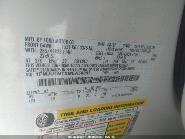 2021 Ford Expedition, VIN: 1FMJU1MTXMEA58883
