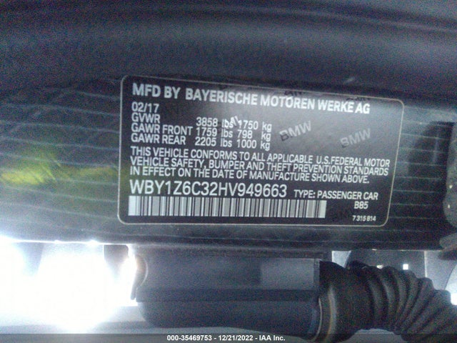 2017 BMW i3, VIN: WBY1Z6C32HV949663