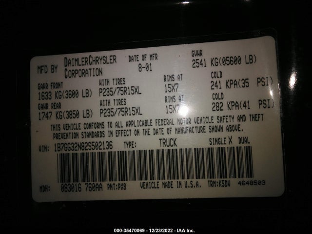 Dodge Dakota Sport 2002 1B7GG32N82S502136 Image 10