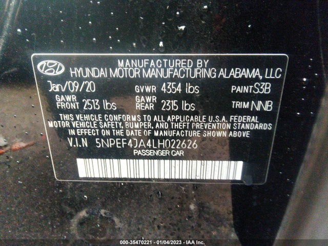 Hyundai SONATA SEL 2020 5NPEF4JA4LH022626 Image 10