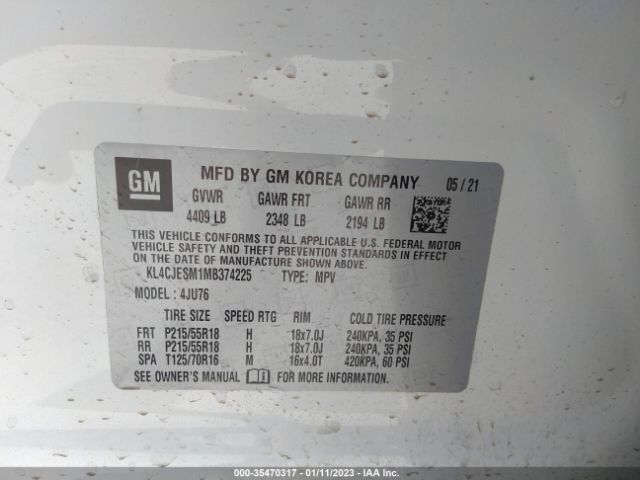 KL4CJESM1MB374225 Buick Encore Preferred