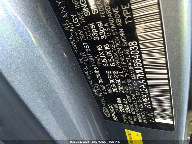 2021 Hyundai Kona, VIN: KM8K12AA7MU664038