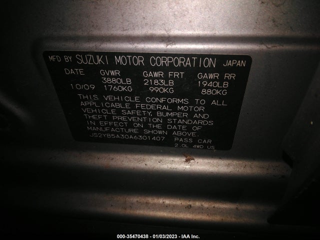 JS2YB5A30A6301407 Suzuki SX4