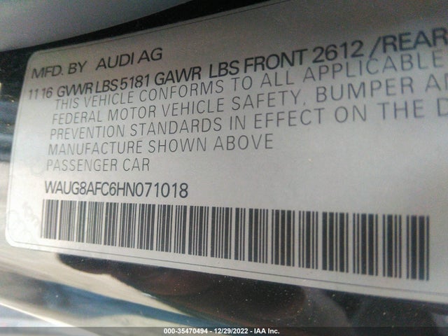 2017 Audi A6, VIN: WAUG8AFC6HN071018