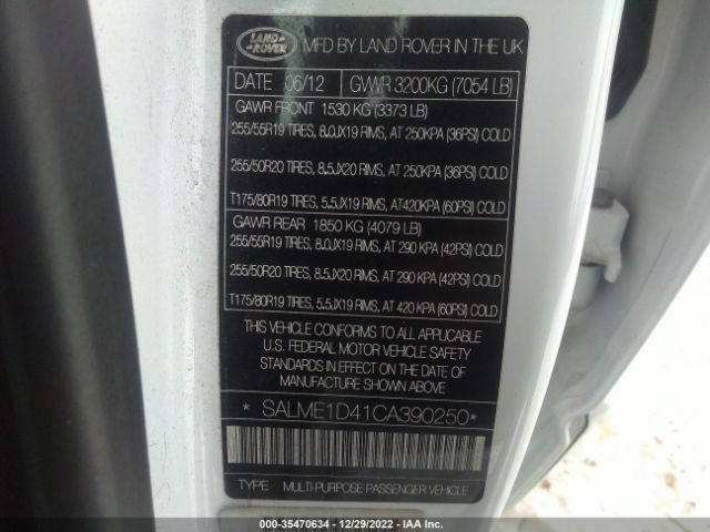 SALME1D41CA390250 Land Rover Range Rover Hse