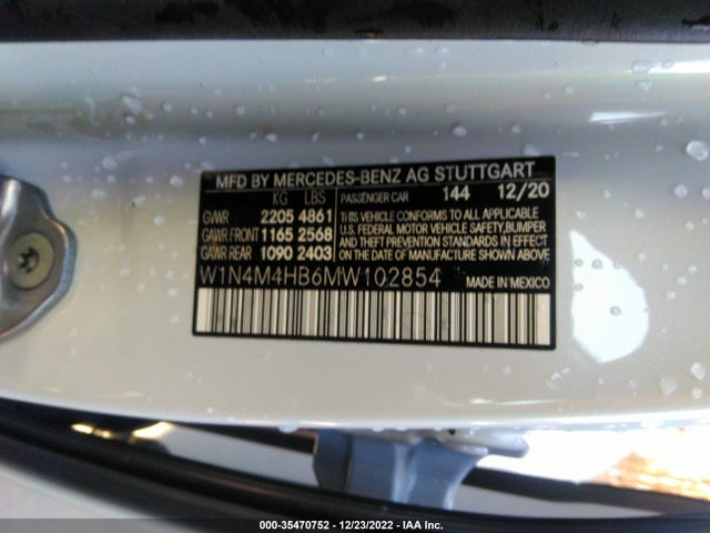2021 Mercedes-Benz GLB-Class, VIN: W1N4M4HB6MW102854