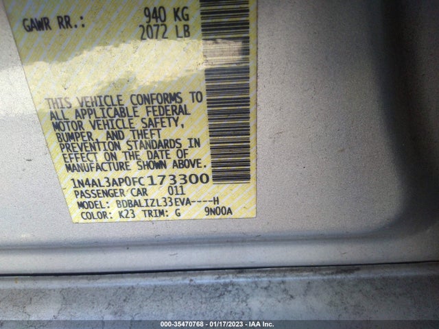 Nissan Altima 2.5 Sv 2015 1N4AL3AP0FC173300 Image 9