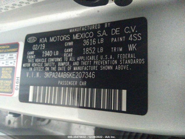 3KPA24AB6KE207346 KIA RIO S