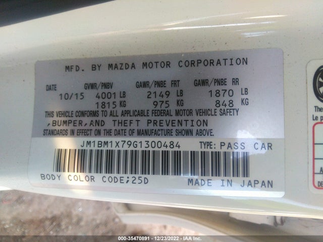 2016 Mazda 3, VIN: JM1BM1X79G1300484