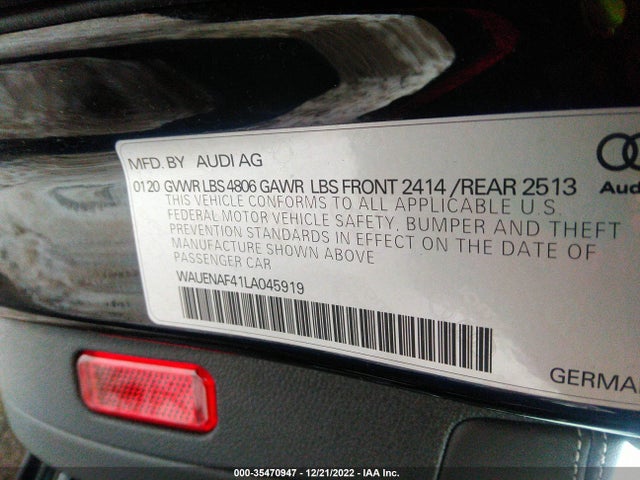 2020 Audi A4, VIN: WAUENAF41LA045919
