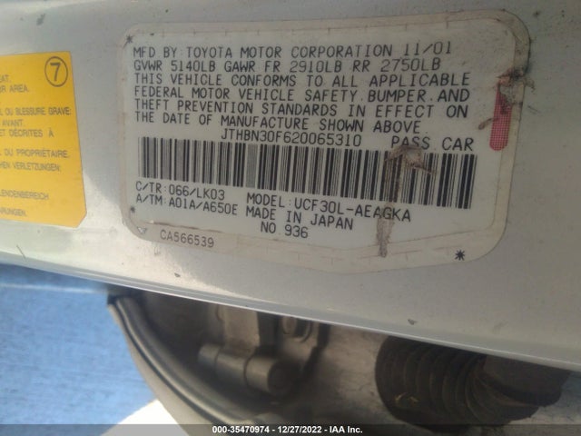 Lexus LS 430 2002 JTHBN30F620065310 Image 10