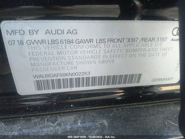 2019 Audi A8, VIN: WAU8DAF88KN002253