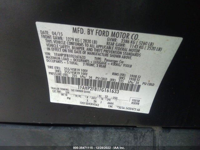 2015 Ford Taurus, VIN: 1FAHP2F81FG161633