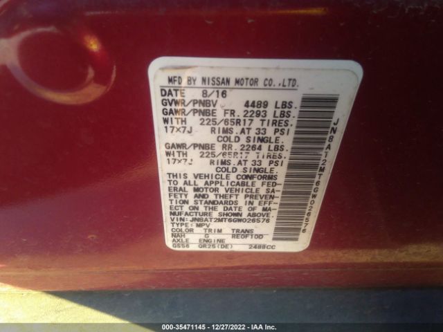 JN8AT2MT6GW026576 Nissan ROGUE SV