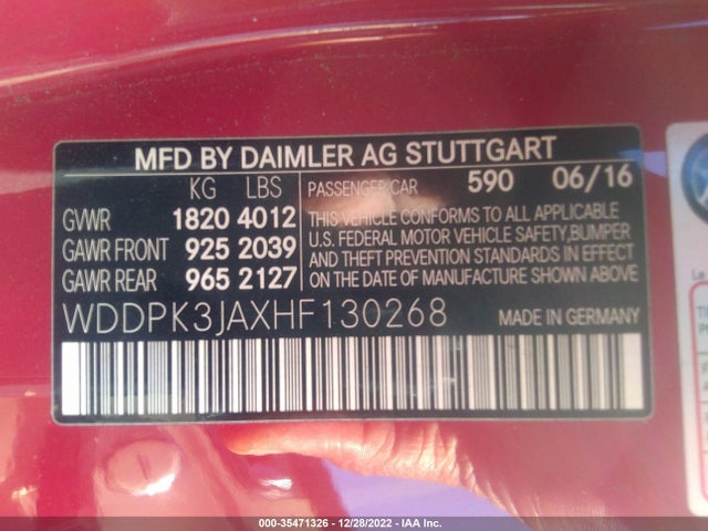 2017 Mercedes-Benz SLK-Class, VIN: WDDPK3JAXHF130268