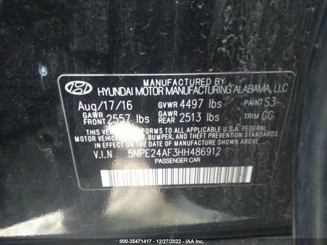 Hyundai SONATA SE 2017 5NPE24AF3HH486912 Image 9