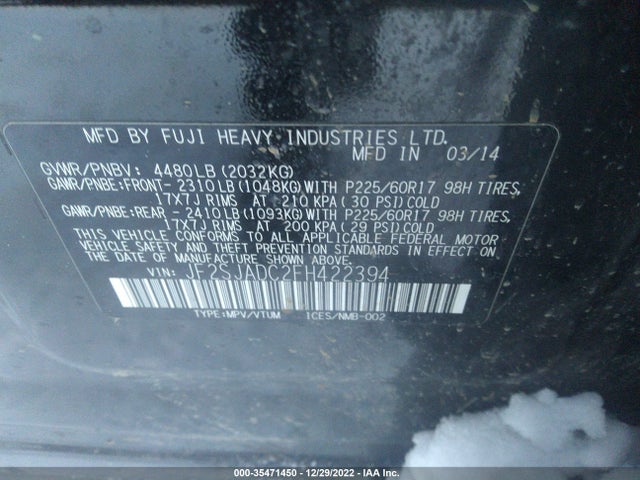 Subaru Forester 2.5i Premium 2015 JF2SJADC2FH422394 Image 9