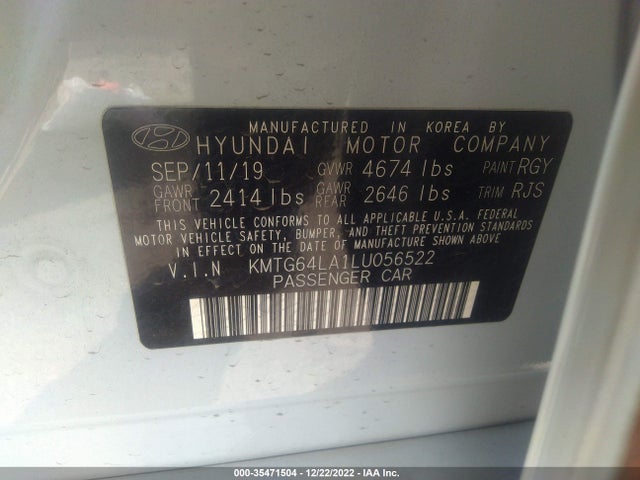 2020 Genesis G70, VIN: KMTG64LA1LU056522