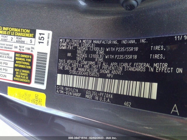 2017 Toyota Sienna, VIN: 5TDDZ3DC4HS158525