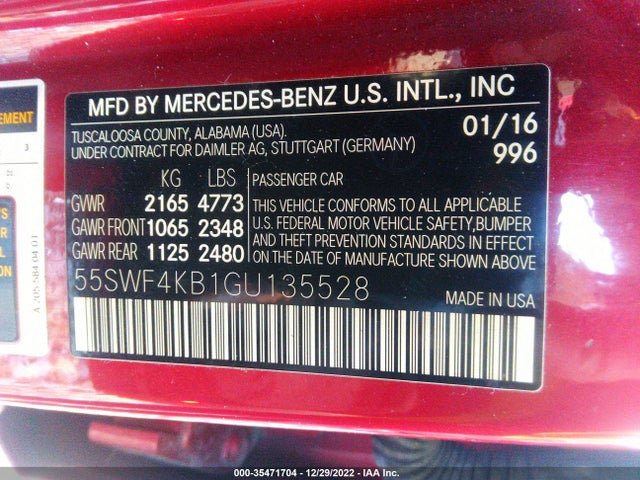 55SWF4KB1GU135528 Mercedes-Benz C-class C 300