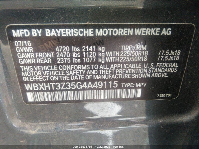 2016 BMW X1, VIN: WBXHT3Z35G4A49115