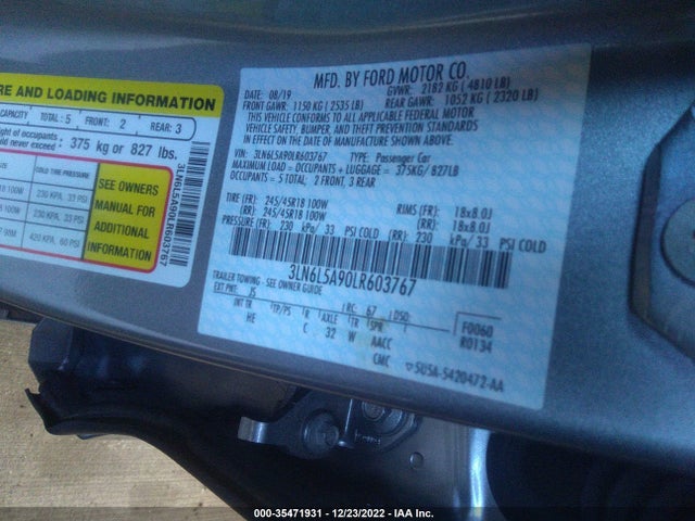 2020 Lincoln MKZ, VIN: 3LN6L5A90LR603767