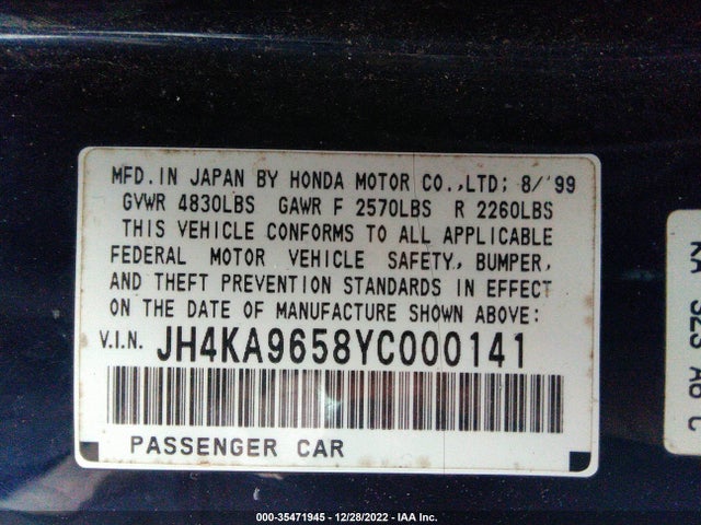 Acura RL 2000 JH4KA9658YC000141 Image 10