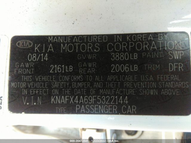 KNAFX4A69F5322144 KIA FORTE LX